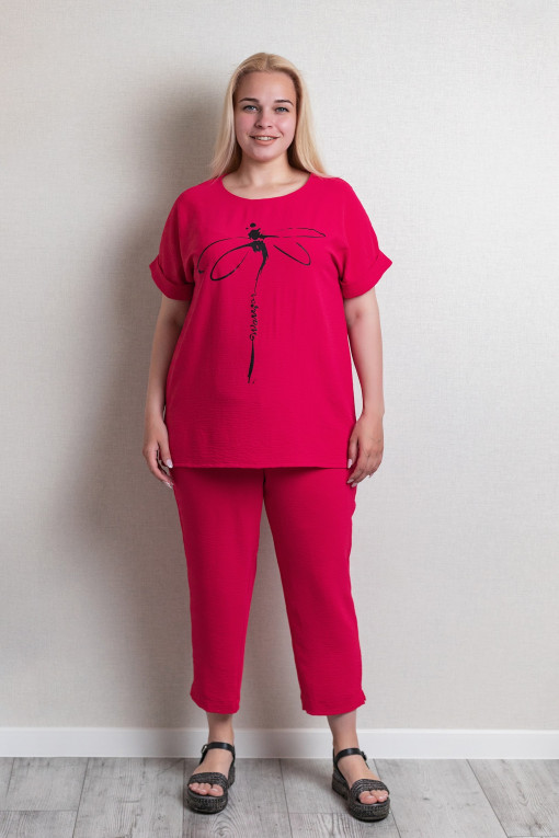 Легкий літній костюм КЛ-059 малина